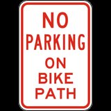 No Parking on Bike Path Sign